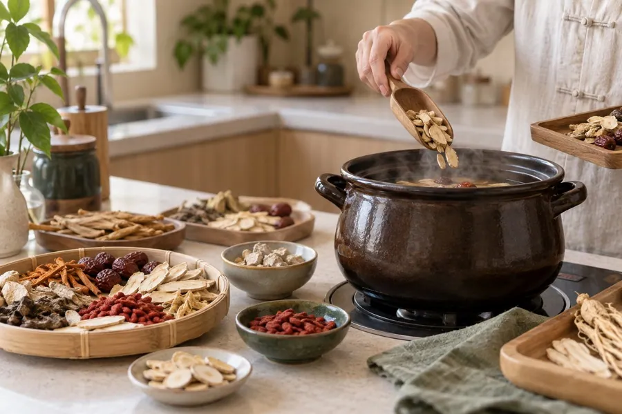 Traditional Chinese herbal medicine being prepared